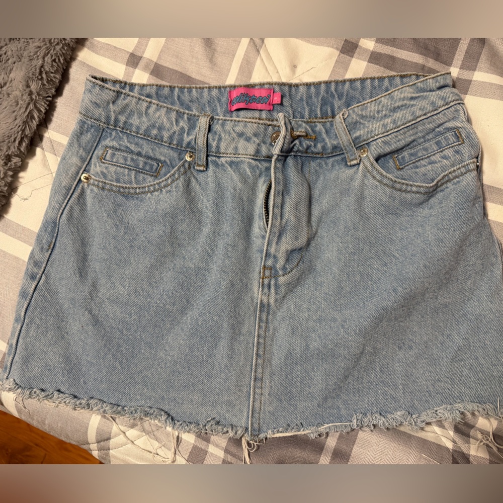 Edikted Light Blue Denim Skirt